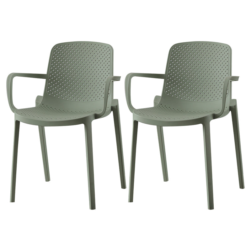 Scandinavian Plastic Dining Kitchen Room Arm Chair Solid Back Chair Green 2 Piece Set Clearhalo ' kitchen&dining_furn' 'Dining Chairs' 'Dining Tables & Seating' 'dining_chair' 'furn' 'furn_dining_chair' 'Furniture' 'furniture_dining_chair' 'Kitchen & Dining Furniture' 'kitchen' 4613285