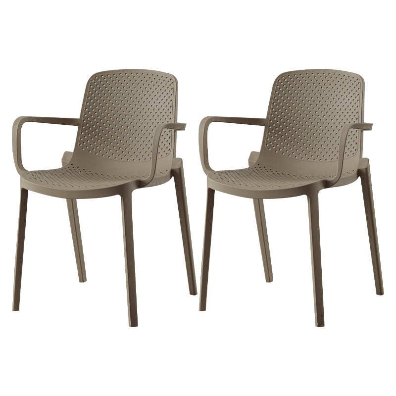 Scandinavian Plastic Dining Kitchen Room Arm Chair Solid Back Chair Camel 2 Piece Set Clearhalo ' kitchen&dining_furn' 'Dining Chairs' 'Dining Tables & Seating' 'dining_chair' 'furn' 'furn_dining_chair' 'Furniture' 'furniture_dining_chair' 'Kitchen & Dining Furniture' 'kitchen' 4613288