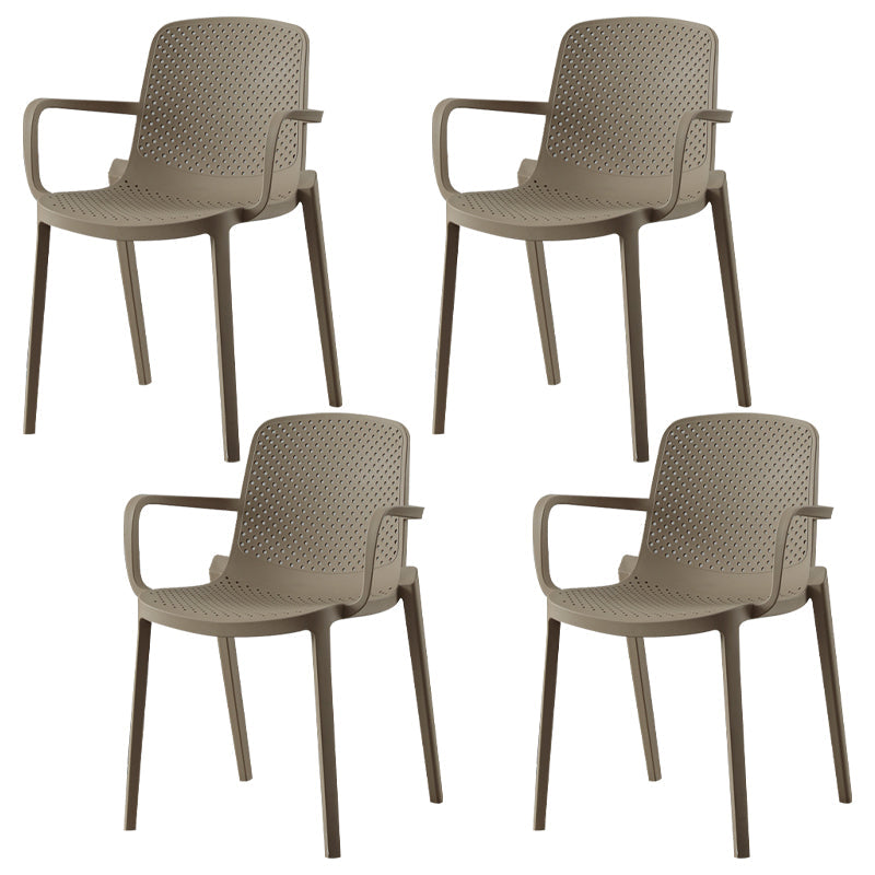 Scandinavian Plastic Dining Kitchen Room Arm Chair Solid Back Chair Camel 4 Piece Set Clearhalo ' kitchen&dining_furn' 'Dining Chairs' 'Dining Tables & Seating' 'dining_chair' 'furn' 'furn_dining_chair' 'Furniture' 'furniture_dining_chair' 'Kitchen & Dining Furniture' 'kitchen' 4613289