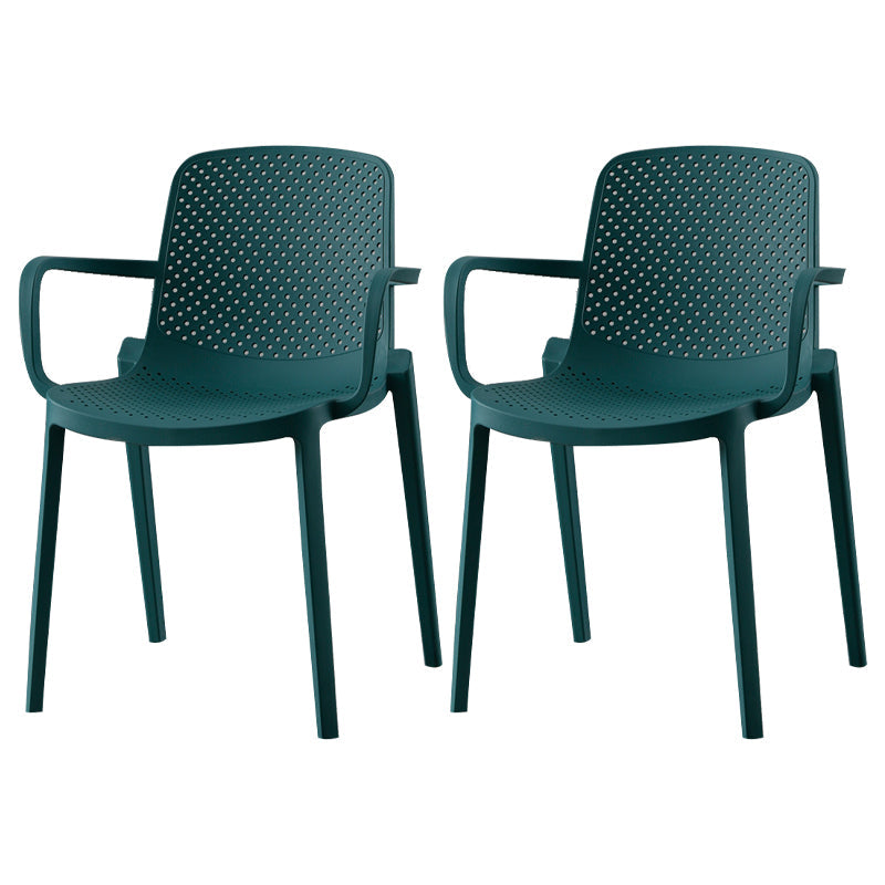 Scandinavian Plastic Dining Kitchen Room Arm Chair Solid Back Chair Peacock Blue 2 Piece Set Clearhalo ' kitchen&dining_furn' 'Dining Chairs' 'Dining Tables & Seating' 'dining_chair' 'furn' 'furn_dining_chair' 'Furniture' 'furniture_dining_chair' 'Kitchen & Dining Furniture' 'kitchen' 4613294