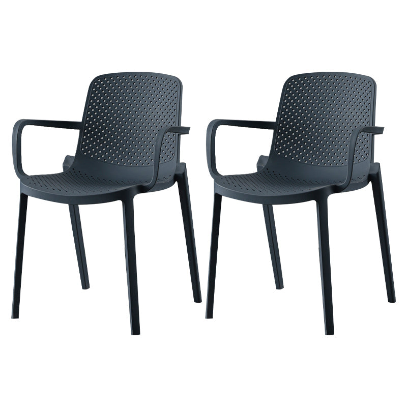 Scandinavian Plastic Dining Kitchen Room Arm Chair Solid Back Chair Gray Blue 2 Piece Set Clearhalo ' kitchen&dining_furn' 'Dining Chairs' 'Dining Tables & Seating' 'dining_chair' 'furn' 'furn_dining_chair' 'Furniture' 'furniture_dining_chair' 'Kitchen & Dining Furniture' 'kitchen' 4613297