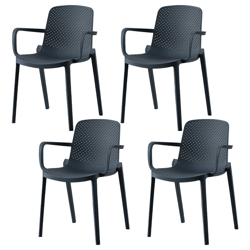 Scandinavian Plastic Dining Kitchen Room Arm Chair Solid Back Chair Gray Blue 4 Piece Set Clearhalo ' kitchen&dining_furn' 'Dining Chairs' 'Dining Tables & Seating' 'dining_chair' 'furn' 'furn_dining_chair' 'Furniture' 'furniture_dining_chair' 'Kitchen & Dining Furniture' 'kitchen' 4613298