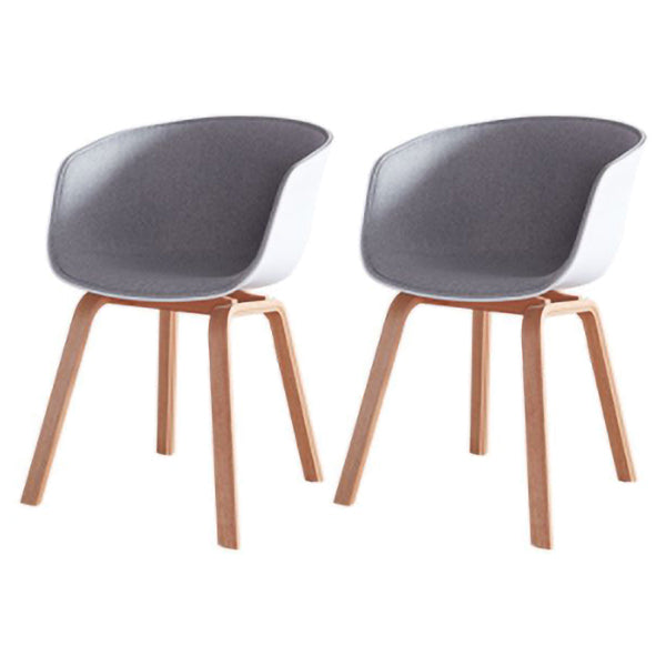 Contemporary Style Chair Dining Arm Chair with Wooden Legs for Kitchen Light Gray 2 Piece Set Clearhalo ' kitchen&dining_furn' 'Dining Chairs' 'Dining Tables & Seating' 'dining_chair' 'furn' 'furn_dining_chair' 'Furniture' 'furniture_dining_chair' 'Kitchen & Dining Furniture' 'kitchen' 4613327