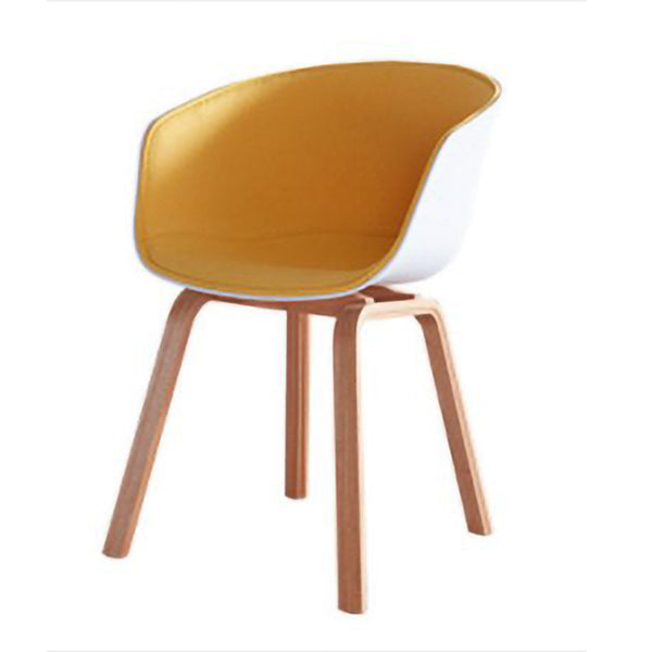 Contemporary Style Chair Dining Arm Chair with Wooden Legs for Kitchen Yellow 1 Piece Clearhalo ' kitchen&dining_furn' 'Dining Chairs' 'Dining Tables & Seating' 'dining_chair' 'furn' 'furn_dining_chair' 'Furniture' 'furniture_dining_chair' 'Kitchen & Dining Furniture' 'kitchen' 4613330