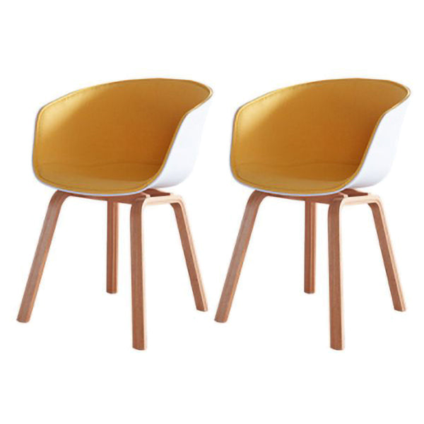 Contemporary Style Chair Dining Arm Chair with Wooden Legs for Kitchen Yellow 2 Piece Set Clearhalo ' kitchen&dining_furn' 'Dining Chairs' 'Dining Tables & Seating' 'dining_chair' 'furn' 'furn_dining_chair' 'Furniture' 'furniture_dining_chair' 'Kitchen & Dining Furniture' 'kitchen' 4613332