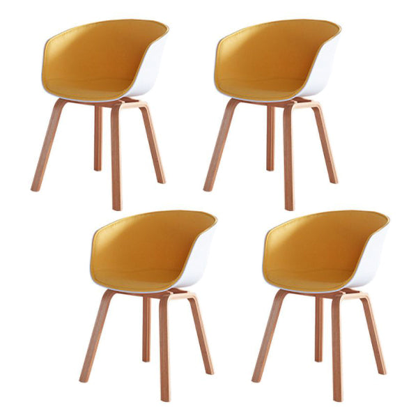 Contemporary Style Chair Dining Arm Chair with Wooden Legs for Kitchen Yellow 4 Piece Set Clearhalo ' kitchen&dining_furn' 'Dining Chairs' 'Dining Tables & Seating' 'dining_chair' 'furn' 'furn_dining_chair' 'Furniture' 'furniture_dining_chair' 'Kitchen & Dining Furniture' 'kitchen' 4613334