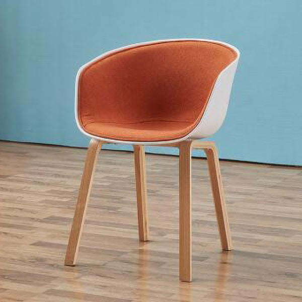 Contemporary Style Chair Dining Arm Chair with Wooden Legs for Kitchen Orange-Red 1 Piece Clearhalo ' kitchen&dining_furn' 'Dining Chairs' 'Dining Tables & Seating' 'dining_chair' 'furn' 'furn_dining_chair' 'Furniture' 'furniture_dining_chair' 'Kitchen & Dining Furniture' 'kitchen' 4613344