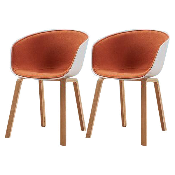 Contemporary Style Chair Dining Arm Chair with Wooden Legs for Kitchen Orange-Red 2 Piece Set Clearhalo ' kitchen&dining_furn' 'Dining Chairs' 'Dining Tables & Seating' 'dining_chair' 'furn' 'furn_dining_chair' 'Furniture' 'furniture_dining_chair' 'Kitchen & Dining Furniture' 'kitchen' 4613345