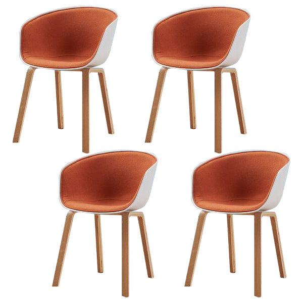 Contemporary Style Chair Dining Arm Chair with Wooden Legs for Kitchen Orange-Red 4 Piece Set Clearhalo ' kitchen&dining_furn' 'Dining Chairs' 'Dining Tables & Seating' 'dining_chair' 'furn' 'furn_dining_chair' 'Furniture' 'furniture_dining_chair' 'Kitchen & Dining Furniture' 'kitchen' 4613346