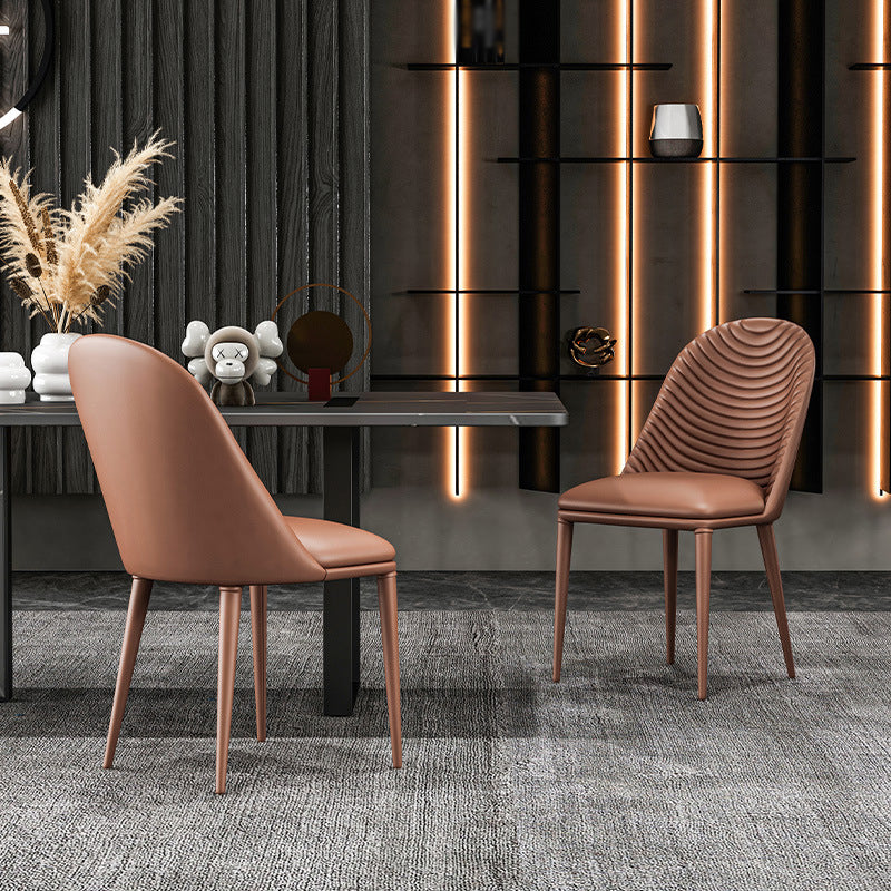 Designer Style Parsons Home Side Matte Finish Leather Dining Chair Clearhalo ' kitchen&dining_furn' 'Dining Chairs' 'Dining Tables & Seating' 'dining_chair' 'Furniture' 'furniture_dining_chair' 'Kitchen & Dining Furniture' 'kitchen' 4613348