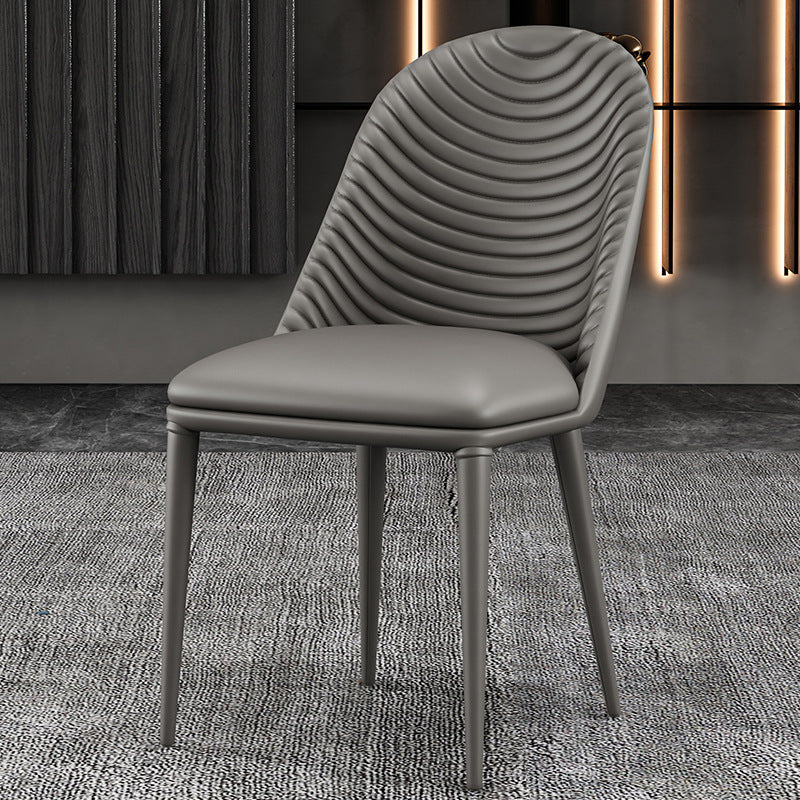 Designer Style Parsons Home Side Matte Finish Leather Dining Chair Grey 1 Piece Clearhalo ' kitchen&dining_furn' 'Dining Chairs' 'Dining Tables & Seating' 'dining_chair' 'Furniture' 'furniture_dining_chair' 'Kitchen & Dining Furniture' 'kitchen' 4613349