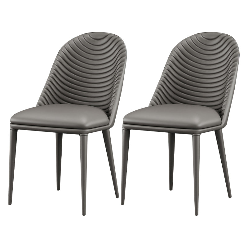 Designer Style Parsons Home Side Matte Finish Leather Dining Chair Grey Set of 2 Clearhalo ' kitchen&dining_furn' 'Dining Chairs' 'Dining Tables & Seating' 'dining_chair' 'Furniture' 'furniture_dining_chair' 'Kitchen & Dining Furniture' 'kitchen' 4613350