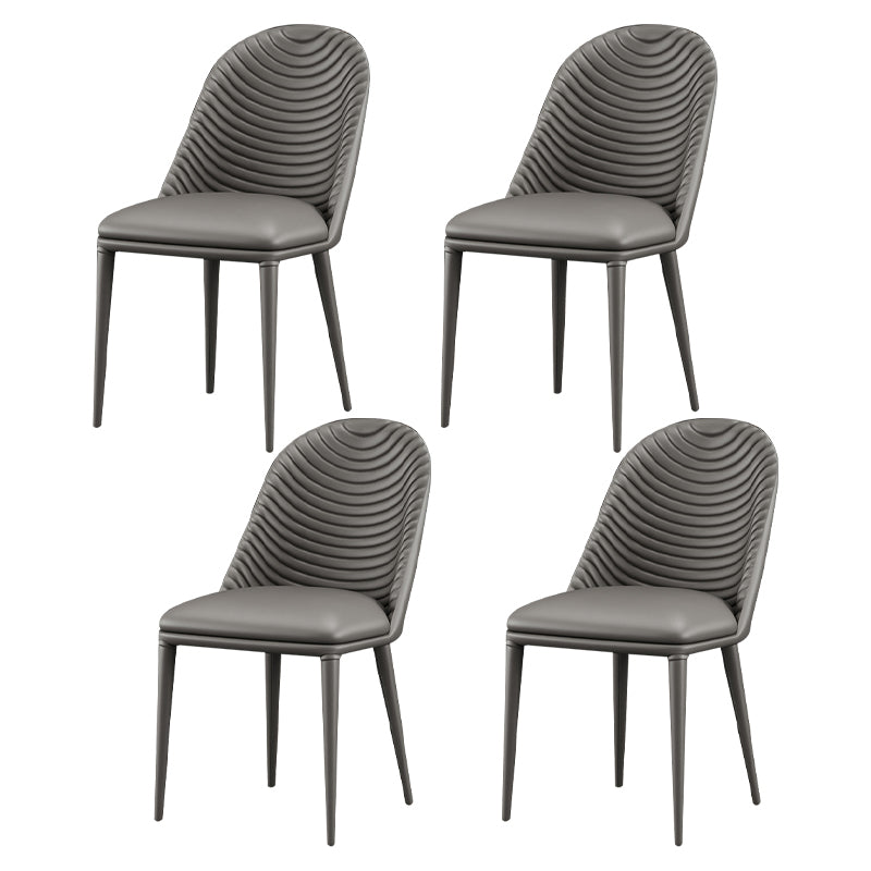 Designer Style Parsons Home Side Matte Finish Leather Dining Chair Grey Set of 4 Clearhalo ' kitchen&dining_furn' 'Dining Chairs' 'Dining Tables & Seating' 'dining_chair' 'Furniture' 'furniture_dining_chair' 'Kitchen & Dining Furniture' 'kitchen' 4613353