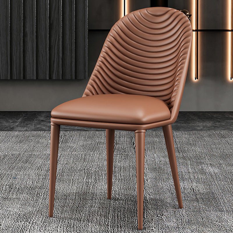 Designer Style Parsons Home Side Matte Finish Leather Dining Chair Brown 1 Piece Clearhalo ' kitchen&dining_furn' 'Dining Chairs' 'Dining Tables & Seating' 'dining_chair' 'Furniture' 'furniture_dining_chair' 'Kitchen & Dining Furniture' 'kitchen' 4613354