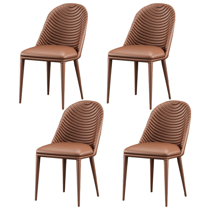 Designer Style Parsons Home Side Matte Finish Leather Dining Chair Brown Set of 4 Clearhalo ' kitchen&dining_furn' 'Dining Chairs' 'Dining Tables & Seating' 'dining_chair' 'Furniture' 'furniture_dining_chair' 'Kitchen & Dining Furniture' 'kitchen' 4613359