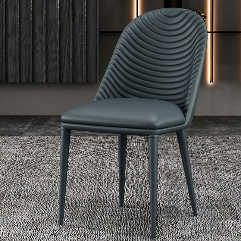 Designer Style Parsons Home Side Matte Finish Leather Dining Chair Blue 1 Piece Clearhalo ' kitchen&dining_furn' 'Dining Chairs' 'Dining Tables & Seating' 'dining_chair' 'Furniture' 'furniture_dining_chair' 'Kitchen & Dining Furniture' 'kitchen' 4613361