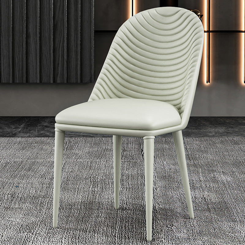 Designer Style Parsons Home Side Matte Finish Leather Dining Chair Gray-White 1 Piece Clearhalo ' kitchen&dining_furn' 'Dining Chairs' 'Dining Tables & Seating' 'dining_chair' 'Furniture' 'furniture_dining_chair' 'Kitchen & Dining Furniture' 'kitchen' 4613367