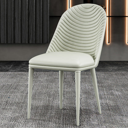 Designer Style Parsons Home Side Matte Finish Leather Dining Chair Gray-White 1 Piece Clearhalo ' kitchen&dining_furn' 'Dining Chairs' 'Dining Tables & Seating' 'dining_chair' 'Furniture' 'furniture_dining_chair' 'Kitchen & Dining Furniture' 'kitchen' 4613367