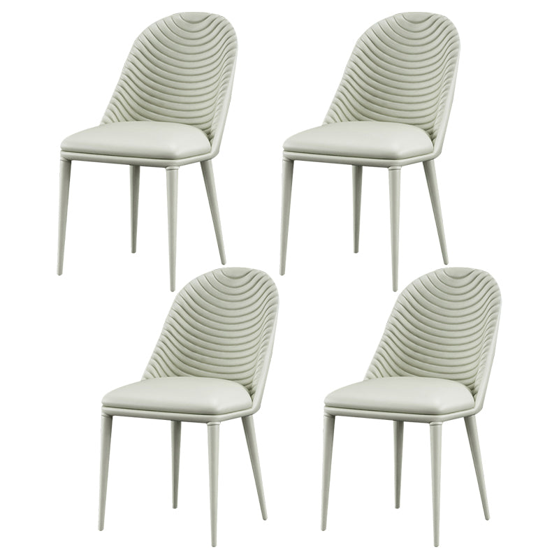 Designer Style Parsons Home Side Matte Finish Leather Dining Chair Gray-White Set of 4 Clearhalo ' kitchen&dining_furn' 'Dining Chairs' 'Dining Tables & Seating' 'dining_chair' 'Furniture' 'furniture_dining_chair' 'Kitchen & Dining Furniture' 'kitchen' 4613370