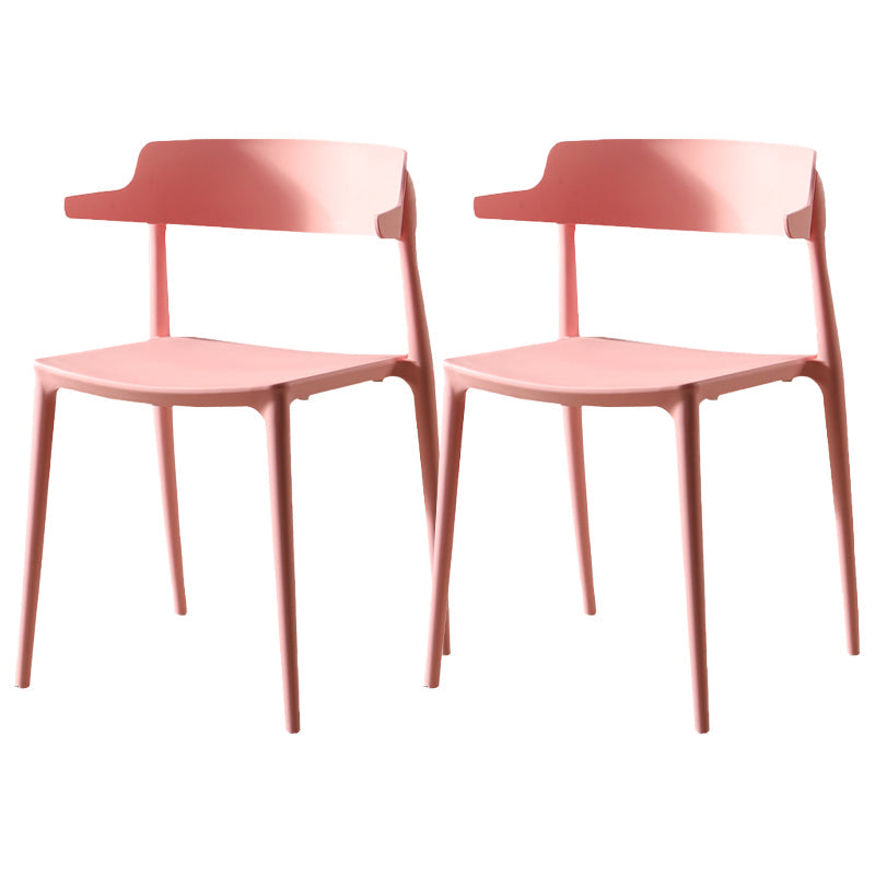 Scandinavian Plastic Dining Armless Chair Open Back Side Chair Pink 2 Piece Set Clearhalo ' kitchen&dining_furn' 'Dining Chairs' 'Dining Tables & Seating' 'dining_chair' 'furn' 'furn_dining_chair' 'Furniture' 'furniture_dining_chair' 'Kitchen & Dining Furniture' 'kitchen' 4613373