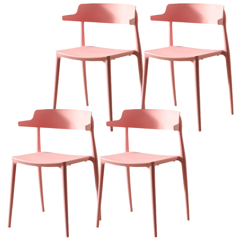 Scandinavian Plastic Dining Armless Chair Open Back Side Chair Pink 4 Piece Set Clearhalo ' kitchen&dining_furn' 'Dining Chairs' 'Dining Tables & Seating' 'dining_chair' 'furn' 'furn_dining_chair' 'Furniture' 'furniture_dining_chair' 'Kitchen & Dining Furniture' 'kitchen' 4613374