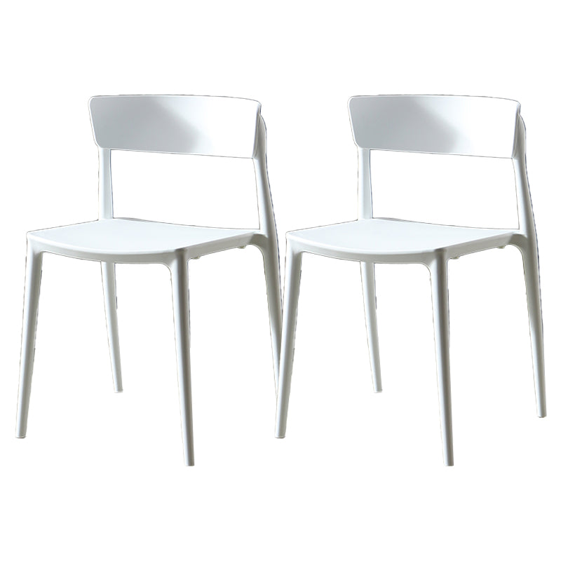 Scandinavian Plastic Dining Armless Chair Open Back Side Chair White 2 Piece Set Clearhalo ' kitchen&dining_furn' 'Dining Chairs' 'Dining Tables & Seating' 'dining_chair' 'furn' 'furn_dining_chair' 'Furniture' 'furniture_dining_chair' 'Kitchen & Dining Furniture' 'kitchen' 4613376
