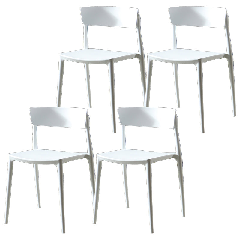 Scandinavian Plastic Dining Armless Chair Open Back Side Chair White 4 Piece Set Clearhalo ' kitchen&dining_furn' 'Dining Chairs' 'Dining Tables & Seating' 'dining_chair' 'furn' 'furn_dining_chair' 'Furniture' 'furniture_dining_chair' 'Kitchen & Dining Furniture' 'kitchen' 4613379