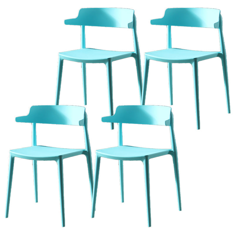 Scandinavian Plastic Dining Armless Chair Open Back Side Chair Blue 4 Piece Set Clearhalo ' kitchen&dining_furn' 'Dining Chairs' 'Dining Tables & Seating' 'dining_chair' 'furn' 'furn_dining_chair' 'Furniture' 'furniture_dining_chair' 'Kitchen & Dining Furniture' 'kitchen' 4613382