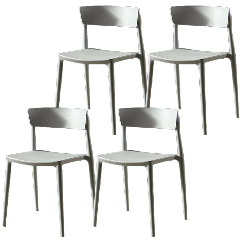 Scandinavian Plastic Dining Armless Chair Open Back Side Chair Grey 4 Piece Set Clearhalo ' kitchen&dining_furn' 'Dining Chairs' 'Dining Tables & Seating' 'dining_chair' 'furn' 'furn_dining_chair' 'Furniture' 'furniture_dining_chair' 'Kitchen & Dining Furniture' 'kitchen' 4613386