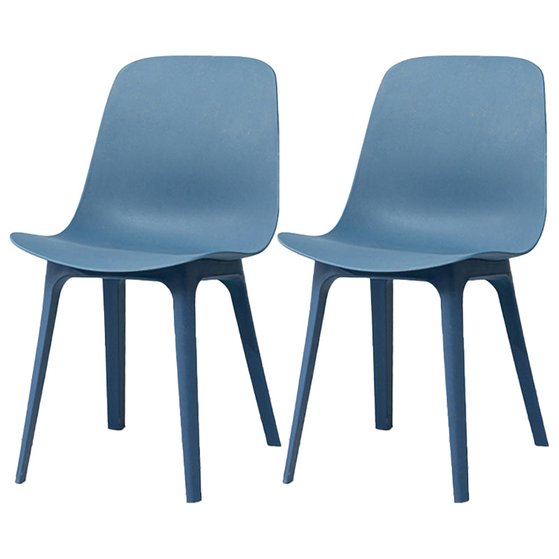 Scandinavian Armless Solid Back Chair Plastic Dining Side Chairs Dark Blue 2 Piece Set Clearhalo ' kitchen&dining_furn' 'Dining Chairs' 'Dining Tables & Seating' 'dining_chair' 'furn' 'furn_dining_chair' 'Furniture' 'furniture_dining_chair' 'Kitchen & Dining Furniture' 'kitchen' 4613397
