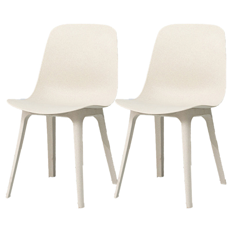 Scandinavian Armless Solid Back Chair Plastic Dining Side Chairs Gray-White 2 Piece Set Clearhalo ' kitchen&dining_furn' 'Dining Chairs' 'Dining Tables & Seating' 'dining_chair' 'furn' 'furn_dining_chair' 'Furniture' 'furniture_dining_chair' 'Kitchen & Dining Furniture' 'kitchen' 4613400