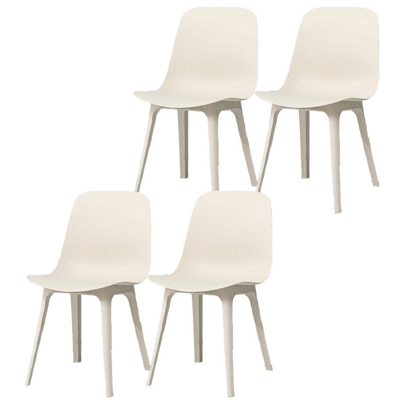 Scandinavian Armless Solid Back Chair Plastic Dining Side Chairs Gray-White 4 Piece Set Clearhalo ' kitchen&dining_furn' 'Dining Chairs' 'Dining Tables & Seating' 'dining_chair' 'furn' 'furn_dining_chair' 'Furniture' 'furniture_dining_chair' 'Kitchen & Dining Furniture' 'kitchen' 4613402