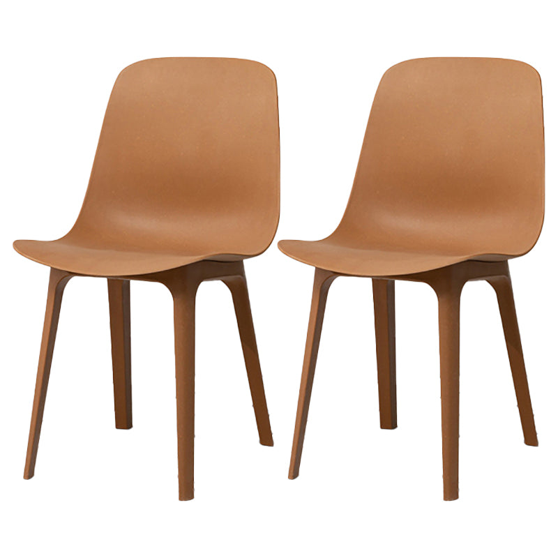 Scandinavian Armless Solid Back Chair Plastic Dining Side Chairs Coffee 2 Piece Set Clearhalo ' kitchen&dining_furn' 'Dining Chairs' 'Dining Tables & Seating' 'dining_chair' 'furn' 'furn_dining_chair' 'Furniture' 'furniture_dining_chair' 'Kitchen & Dining Furniture' 'kitchen' 4613404