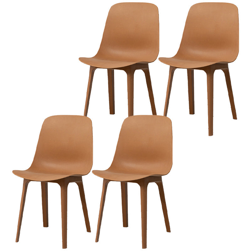 Scandinavian Armless Solid Back Chair Plastic Dining Side Chairs Coffee 4 Piece Set Clearhalo ' kitchen&dining_furn' 'Dining Chairs' 'Dining Tables & Seating' 'dining_chair' 'furn' 'furn_dining_chair' 'Furniture' 'furniture_dining_chair' 'Kitchen & Dining Furniture' 'kitchen' 4613406