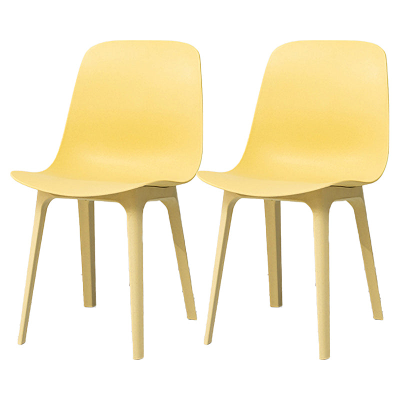 Scandinavian Armless Solid Back Chair Plastic Dining Side Chairs Yellow 2 Piece Set Clearhalo ' kitchen&dining_furn' 'Dining Chairs' 'Dining Tables & Seating' 'dining_chair' 'furn' 'furn_dining_chair' 'Furniture' 'furniture_dining_chair' 'Kitchen & Dining Furniture' 'kitchen' 4613408