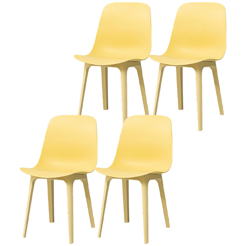 Scandinavian Armless Solid Back Chair Plastic Dining Side Chairs Yellow 4 Piece Set Clearhalo ' kitchen&dining_furn' 'Dining Chairs' 'Dining Tables & Seating' 'dining_chair' 'furn' 'furn_dining_chair' 'Furniture' 'furniture_dining_chair' 'Kitchen & Dining Furniture' 'kitchen' 4613410
