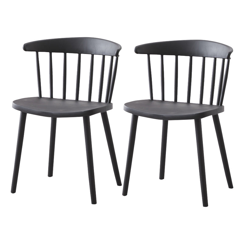 Scandinavian Plastic Dining Kitchen Room Chair Windsor Back Side Chair Black 2 Piece Set Clearhalo ' kitchen&dining_furn' 'Dining Chairs' 'Dining Tables & Seating' 'dining_chair' 'furn' 'furn_dining_chair' 'Furniture' 'furniture_dining_chair' 'Kitchen & Dining Furniture' 'kitchen' 4613463