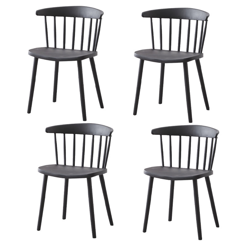 Scandinavian Plastic Dining Kitchen Room Chair Windsor Back Side Chair Black 4 Piece Set Clearhalo ' kitchen&dining_furn' 'Dining Chairs' 'Dining Tables & Seating' 'dining_chair' 'furn' 'furn_dining_chair' 'Furniture' 'furniture_dining_chair' 'Kitchen & Dining Furniture' 'kitchen' 4613465