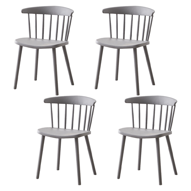 Scandinavian Plastic Dining Kitchen Room Chair Windsor Back Side Chair Grey 4 Piece Set Clearhalo ' kitchen&dining_furn' 'Dining Chairs' 'Dining Tables & Seating' 'dining_chair' 'furn' 'furn_dining_chair' 'Furniture' 'furniture_dining_chair' 'Kitchen & Dining Furniture' 'kitchen' 4613471