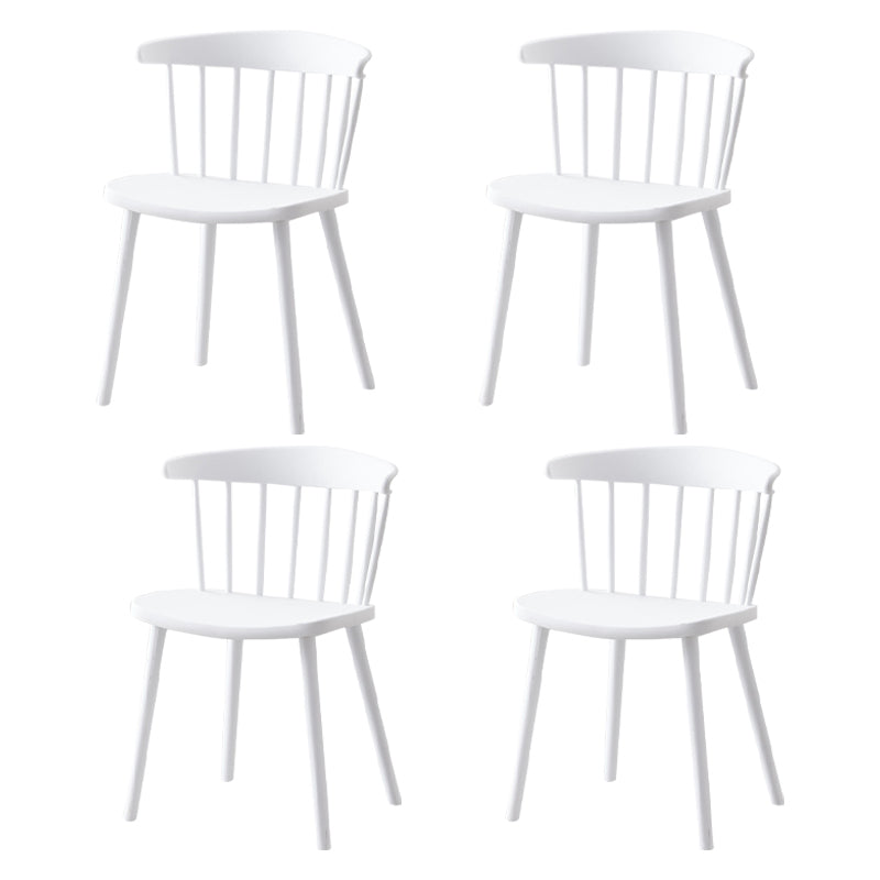 Scandinavian Plastic Dining Kitchen Room Chair Windsor Back Side Chair White 4 Piece Set Clearhalo ' kitchen&dining_furn' 'Dining Chairs' 'Dining Tables & Seating' 'dining_chair' 'furn' 'furn_dining_chair' 'Furniture' 'furniture_dining_chair' 'Kitchen & Dining Furniture' 'kitchen' 4613478