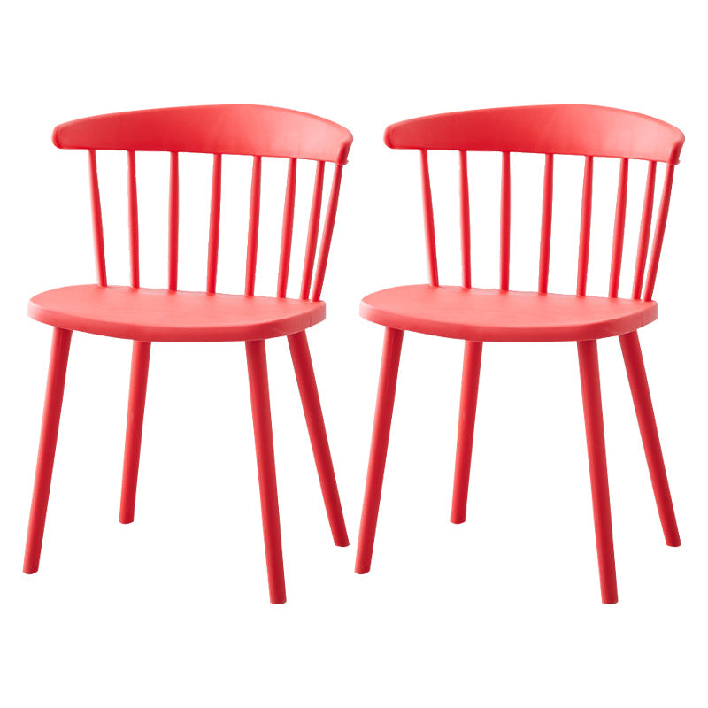 Scandinavian Plastic Dining Kitchen Room Chair Windsor Back Side Chair Red 2 Piece Set Clearhalo ' kitchen&dining_furn' 'Dining Chairs' 'Dining Tables & Seating' 'dining_chair' 'furn' 'furn_dining_chair' 'Furniture' 'furniture_dining_chair' 'Kitchen & Dining Furniture' 'kitchen' 4613481