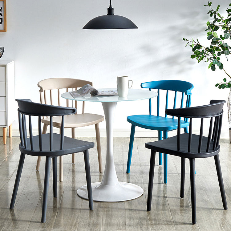 Scandinavian Plastic Dining Kitchen Room Chair Windsor Back Side Chair Clearhalo ' kitchen&dining_furn' 'Dining Chairs' 'Dining Tables & Seating' 'dining_chair' 'furn' 'furn_dining_chair' 'Furniture' 'furniture_dining_chair' 'Kitchen & Dining Furniture' 'kitchen' 4613482