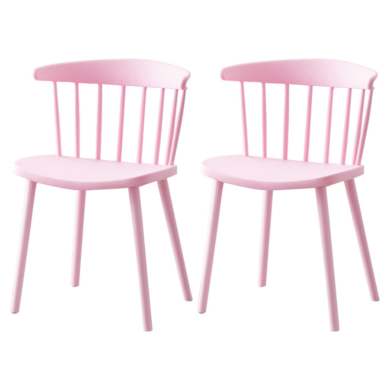 Scandinavian Plastic Dining Kitchen Room Chair Windsor Back Side Chair Pink 2 Piece Set Clearhalo ' kitchen&dining_furn' 'Dining Chairs' 'Dining Tables & Seating' 'dining_chair' 'furn' 'furn_dining_chair' 'Furniture' 'furniture_dining_chair' 'Kitchen & Dining Furniture' 'kitchen' 4613488