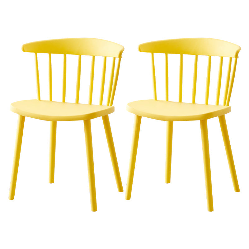 Scandinavian Plastic Dining Kitchen Room Chair Windsor Back Side Chair Yellow 2 Piece Set Clearhalo ' kitchen&dining_furn' 'Dining Chairs' 'Dining Tables & Seating' 'dining_chair' 'furn' 'furn_dining_chair' 'Furniture' 'furniture_dining_chair' 'Kitchen & Dining Furniture' 'kitchen' 4613491
