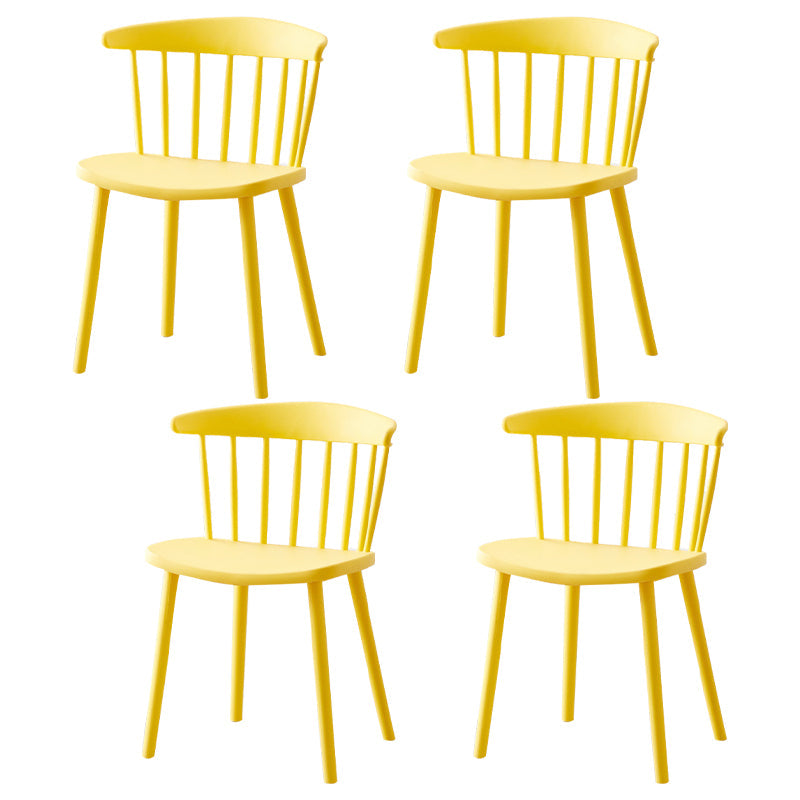 Scandinavian Plastic Dining Kitchen Room Chair Windsor Back Side Chair Yellow 4 Piece Set Clearhalo ' kitchen&dining_furn' 'Dining Chairs' 'Dining Tables & Seating' 'dining_chair' 'furn' 'furn_dining_chair' 'Furniture' 'furniture_dining_chair' 'Kitchen & Dining Furniture' 'kitchen' 4613492