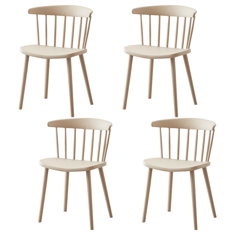 Scandinavian Plastic Dining Kitchen Room Chair Windsor Back Side Chair Khaki 4 Piece Set Clearhalo ' kitchen&dining_furn' 'Dining Chairs' 'Dining Tables & Seating' 'dining_chair' 'furn' 'furn_dining_chair' 'Furniture' 'furniture_dining_chair' 'Kitchen & Dining Furniture' 'kitchen' 4613495