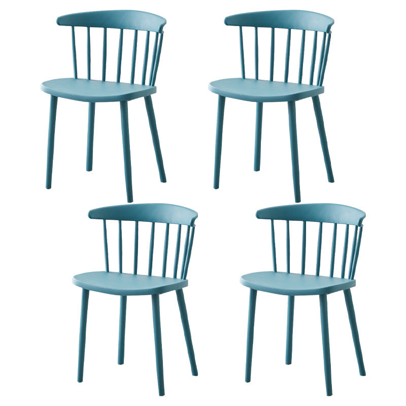 Scandinavian Plastic Dining Kitchen Room Chair Windsor Back Side Chair Airy Blue 4 Piece Set Clearhalo ' kitchen&dining_furn' 'Dining Chairs' 'Dining Tables & Seating' 'dining_chair' 'furn' 'furn_dining_chair' 'Furniture' 'furniture_dining_chair' 'Kitchen & Dining Furniture' 'kitchen' 4613498