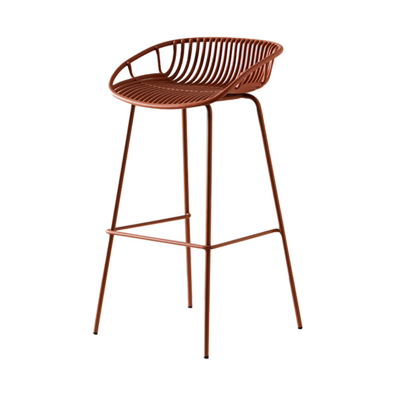 Nordic Metal Low Back Barstool Simple Indoor Tall Stool with Plastic Seat Orange 1 Piece Clearhalo 'Bar Furniture' 'Bar Stools' 'bar_stools' 'furn' 'furn_bar_stools' 'furniture_bar_stools' 'Kitchen & Dining Furniture' 'kitchen&dining_furn' 'kitchen' 'kitchen_furn' Furniture' 4615450