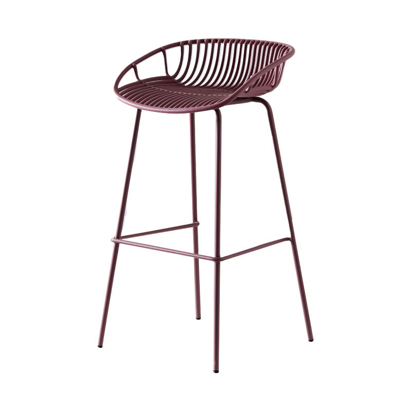 Nordic Metal Low Back Barstool Simple Indoor Tall Stool with Plastic Seat Purple 1 Piece Clearhalo 'Bar Furniture' 'Bar Stools' 'bar_stools' 'furn' 'furn_bar_stools' 'furniture_bar_stools' 'Kitchen & Dining Furniture' 'kitchen&dining_furn' 'kitchen' 'kitchen_furn' Furniture' 4615455