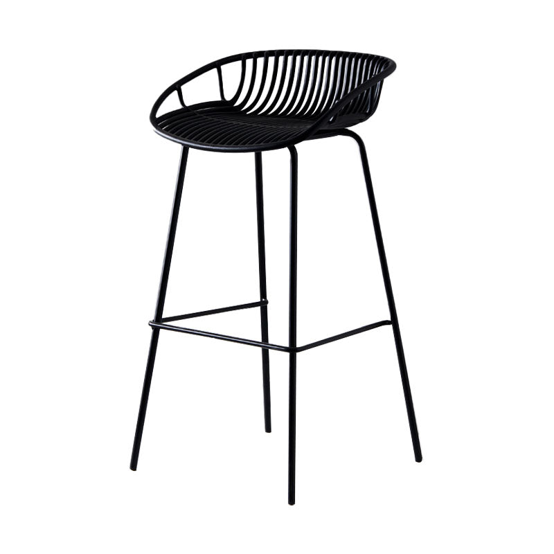 Nordic Metal Low Back Barstool Simple Indoor Tall Stool with Plastic Seat Black 1 Piece Clearhalo 'Bar Furniture' 'Bar Stools' 'bar_stools' 'furn' 'furn_bar_stools' 'furniture_bar_stools' 'Kitchen & Dining Furniture' 'kitchen&dining_furn' 'kitchen' 'kitchen_furn' Furniture' 4615457